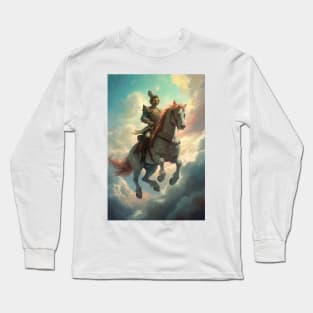 Blue Sky Horse Ride Fantasy Painting Long Sleeve T-Shirt